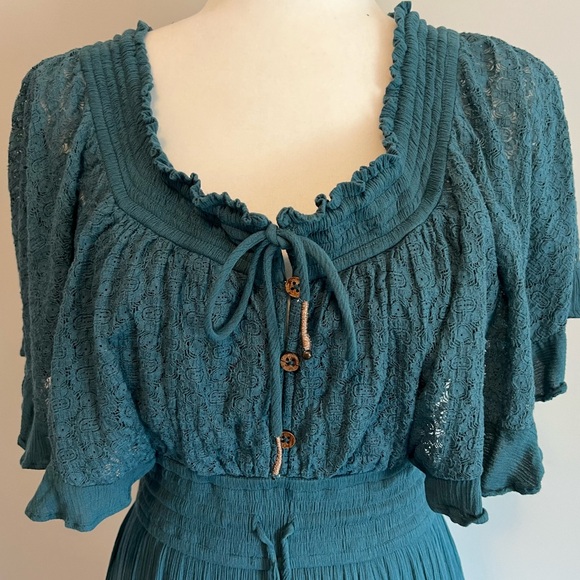 Free People Dancing on Air Maxi Dress in Sunken City(Turquoise) size Small EUC - Picture 5 of 17